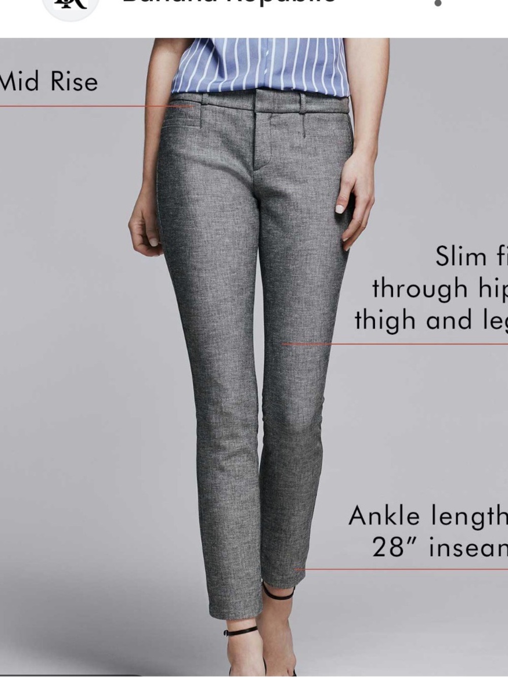 Banana Republic Gray Slim Mid-Rise Ankle Pants